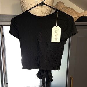 Black Tie-Front Women's Top